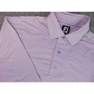 FootJoy FJ Dhirt Mens Large Golf Polo Shirt Purple White Stripe Performance